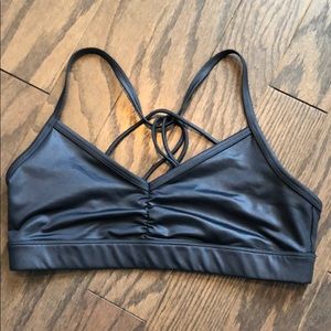Alo yoga strappy grey sports bra medium